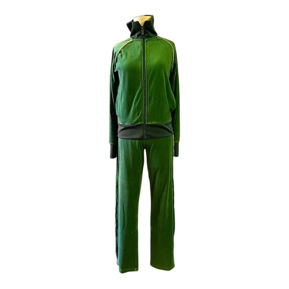 Victoria’s Secret Plush And Lush Green and Yellow Velour Tracksuit Y2K Medium - Picture 2 of 6